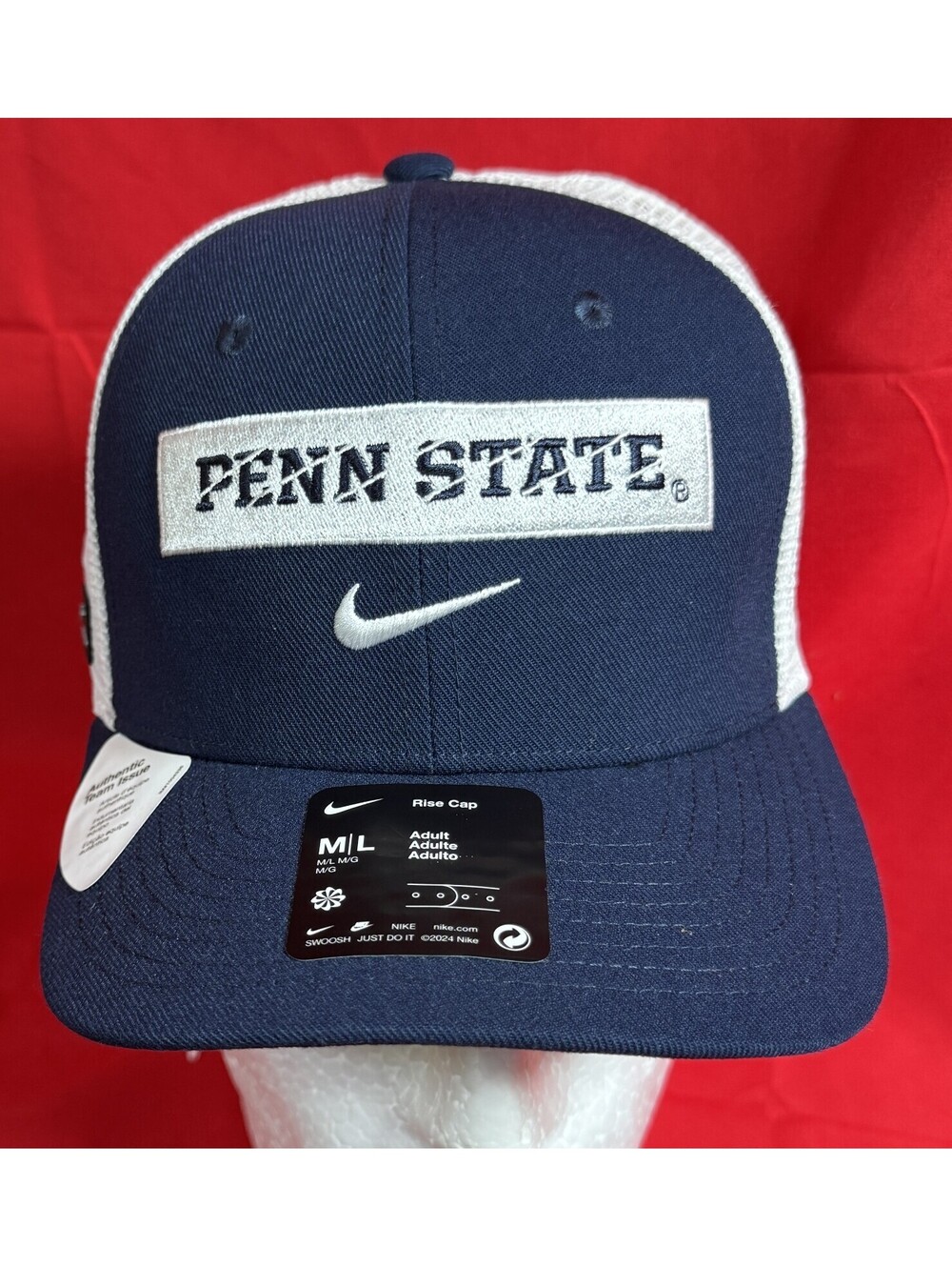 Nike Penn State Nittany Lions Trucker Hat Snapback Rise Cap Size M/L  NWT